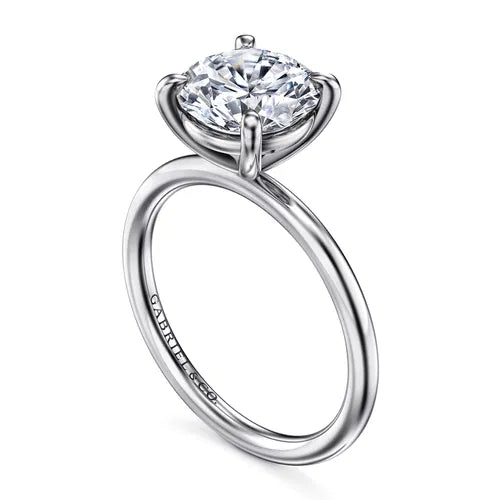 14K White Gold Round 3.21ct Solitaire with lab Diamond Engagement Ring