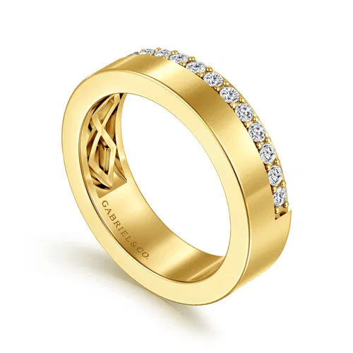 14K Yellow Gold 5mm Diamond Anniversary Cigar Band