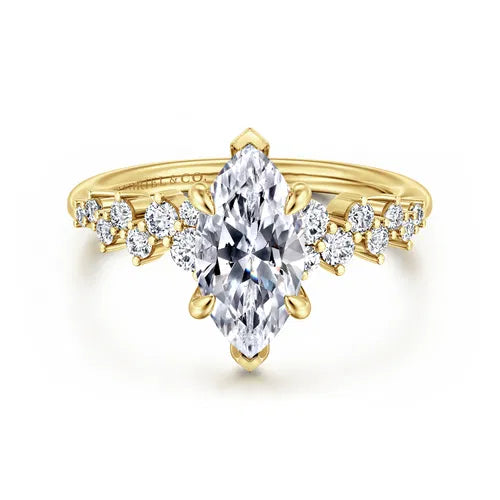 14K Yellow Gold Marquise Shape Diamond Engagement Ring