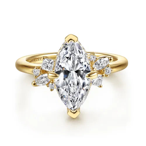 14K Yellow Gold Marquise Shape Diamond Engagement Ring