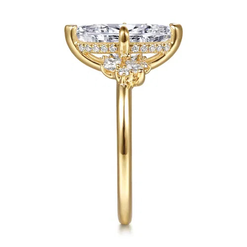 14K Yellow Gold Marquise Shape Diamond Engagement Ring