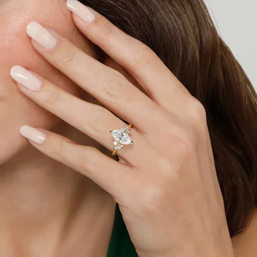 14K Yellow Gold Marquise Shape Diamond Engagement Ring