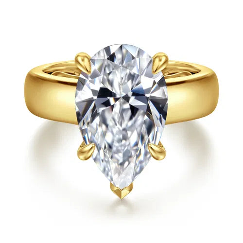 14K Yellow Gold Pear Shape Diamond Engagement Ring