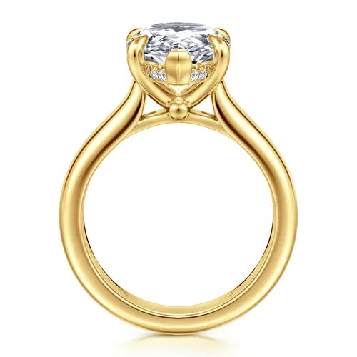 14K Yellow Gold Pear Shape Diamond Engagement Ring