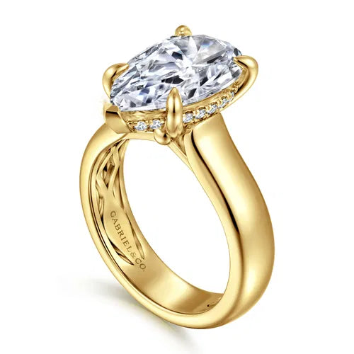 14K Yellow Gold Pear Shape Diamond Engagement Ring