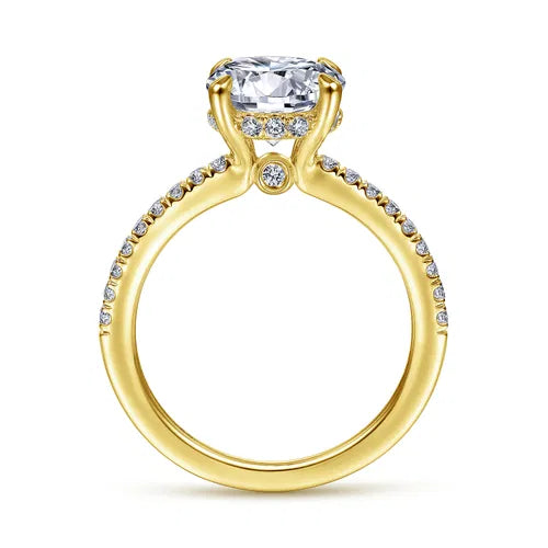 14K Yellow Gold diamond engagement ring with 2.62ct Lab Diamond