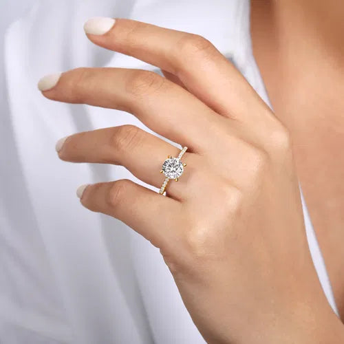 14K Yellow Gold diamond engagement ring with 2.62ct Lab Diamond