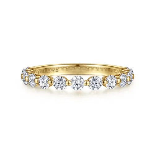 14K Yellow Gold Single Prong Diamond Wedding Band