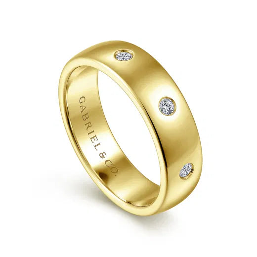 14K Yellow Gold Diamond Men's Wedding Ring