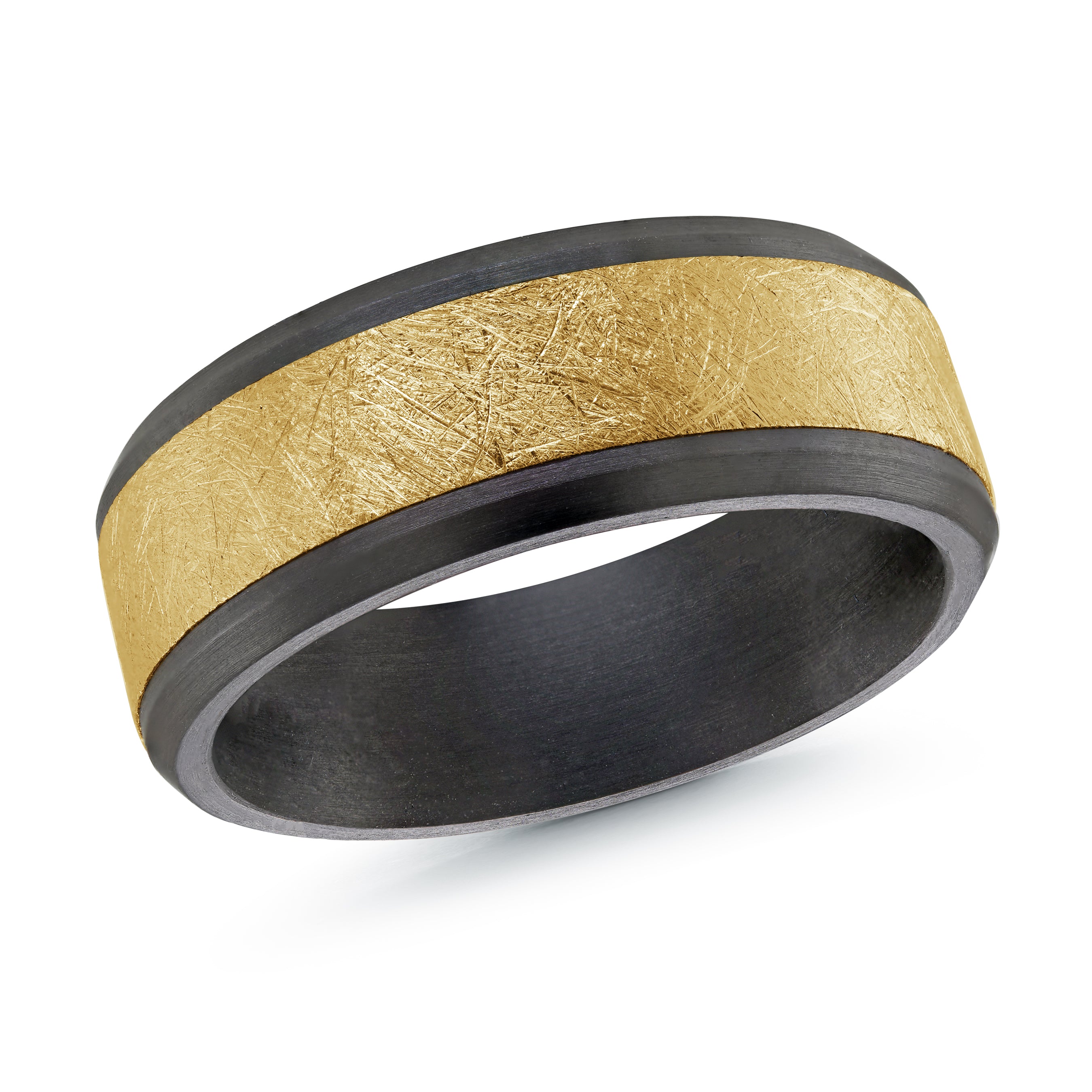 10K yellow gold and Black Zirconium men's wedding band