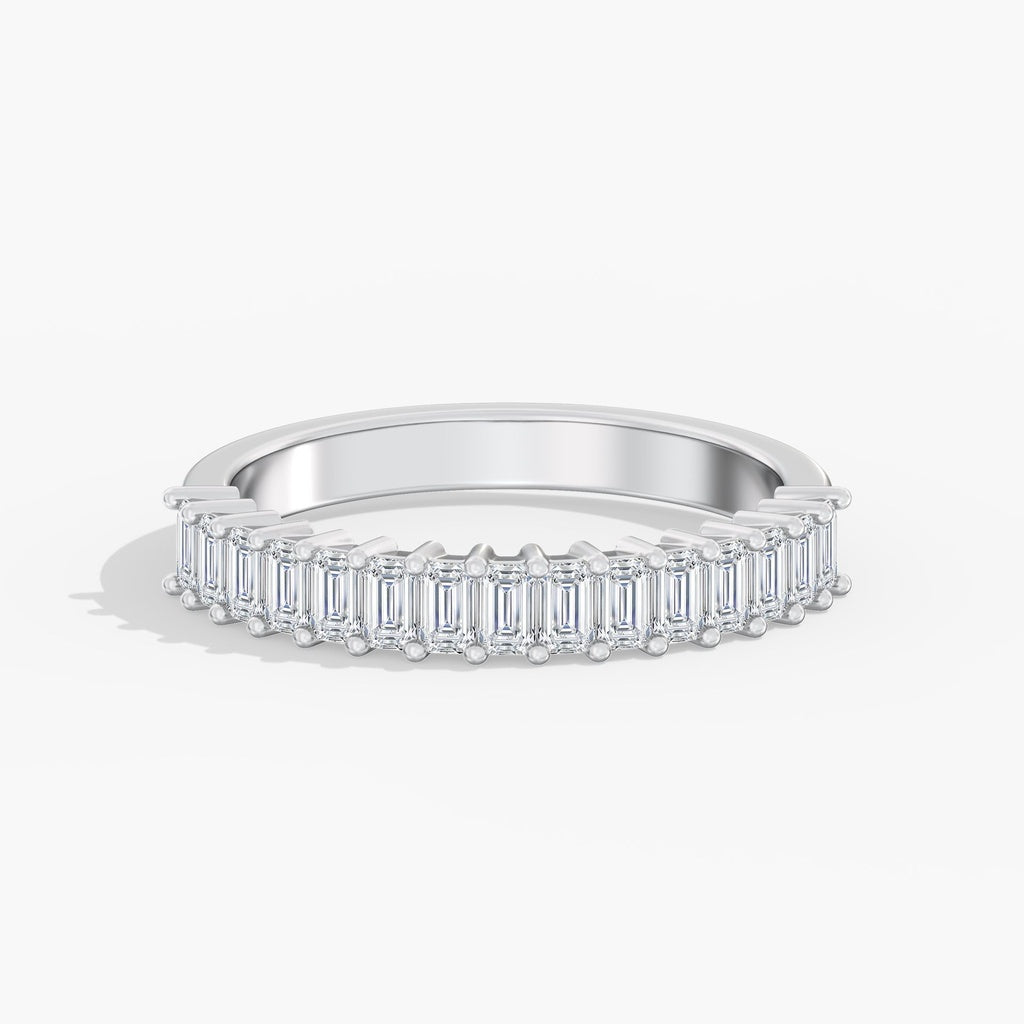 14K White Gold Emerald Lab Diamond Half Band.