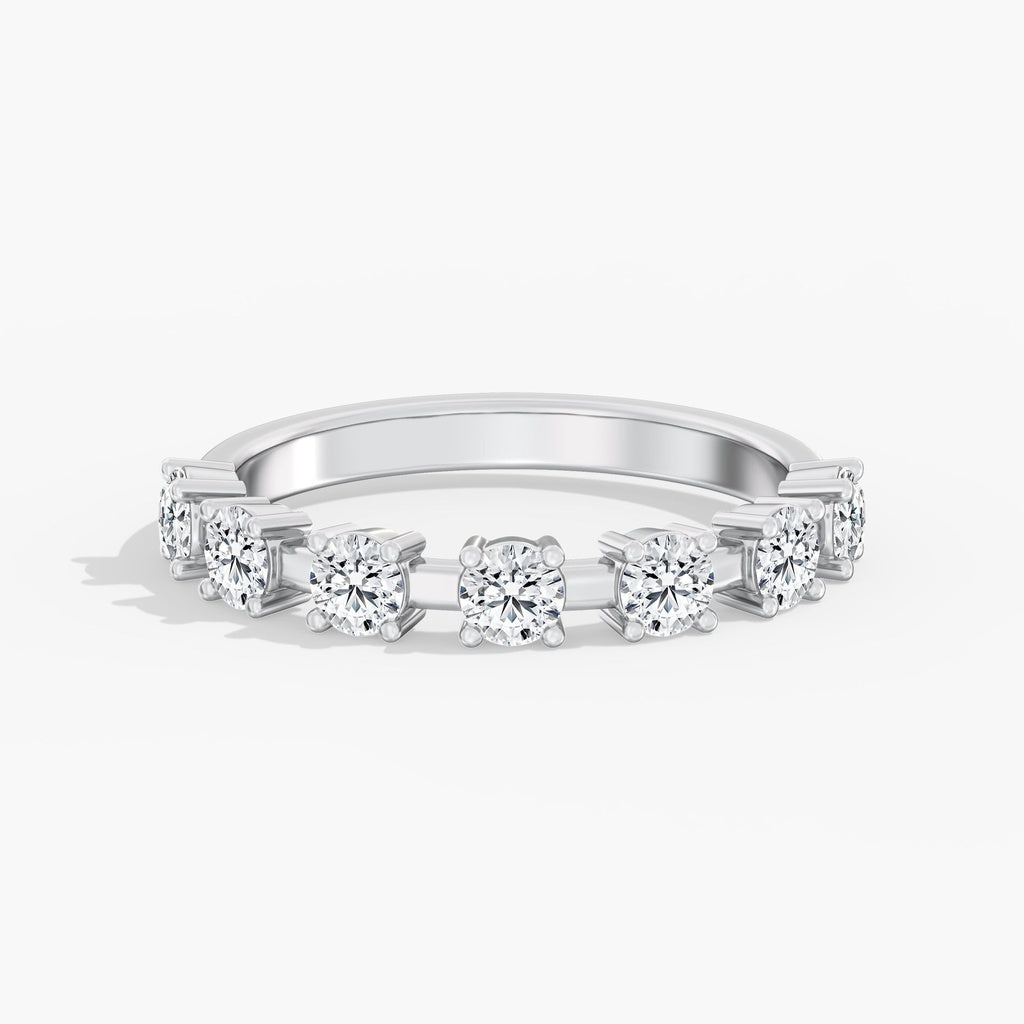14KT White Gold Round Lab Diamond Anniversary Band.