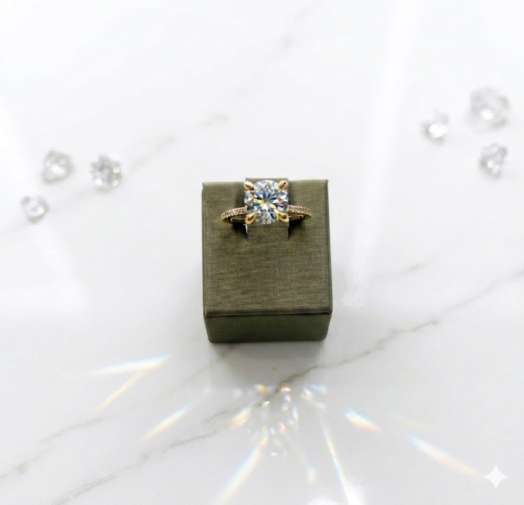 14K Yellow Gold diamond engagement ring with 2.62ct Lab Diamond