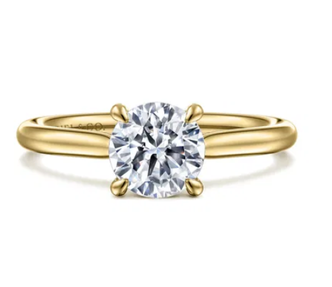 14K Yellow Gold Round Solitaire Diamond Engagement Ring
