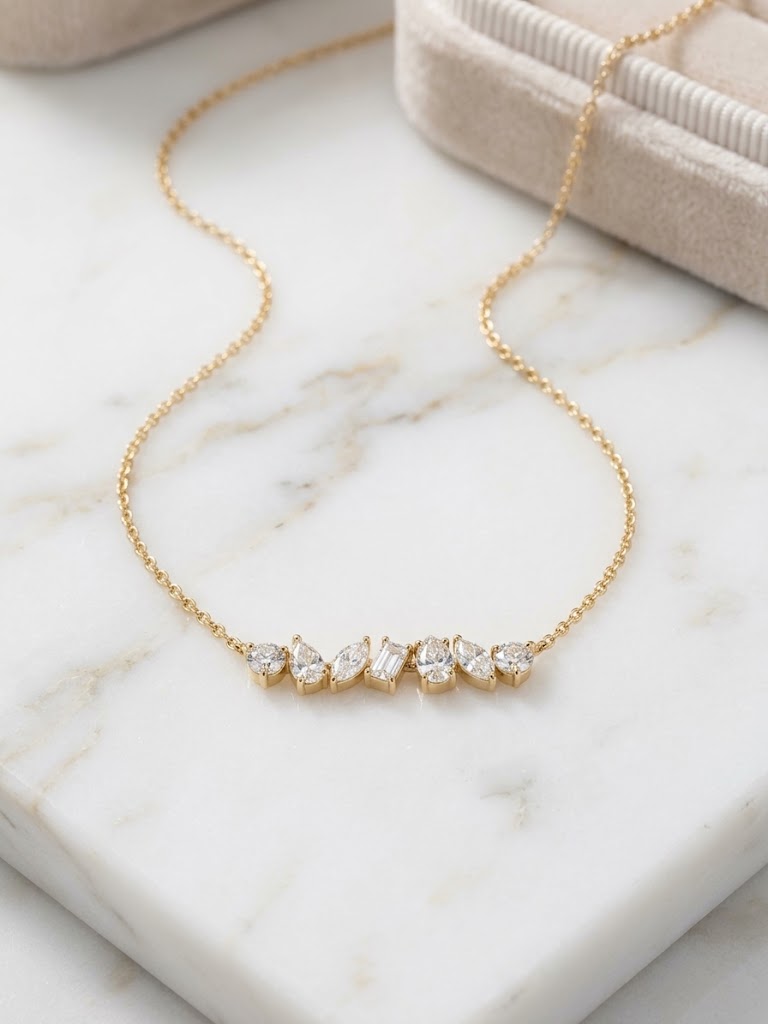 14k Yellow Gold Diamond Necklace