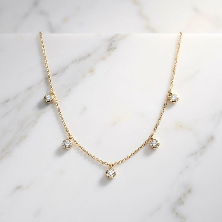 14K Yellow Gold Lab-Grown Diamond necklace.