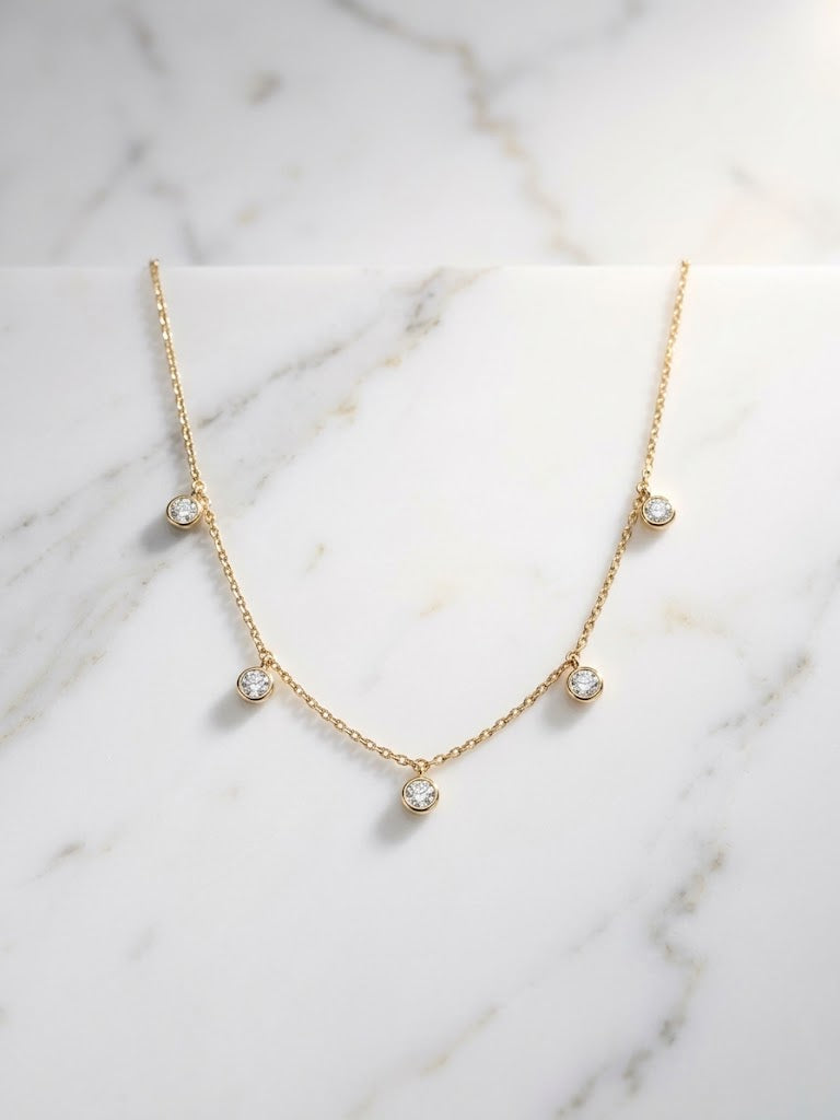 14K Yellow Gold Lab-Grown Diamond necklace.