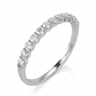 14K White gold shared prong band